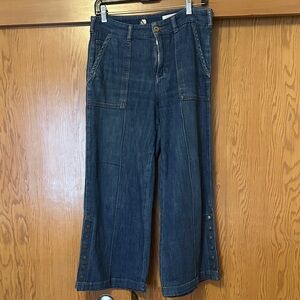 Pilcro and the Letterpress Flare Jeans in Deep Blue